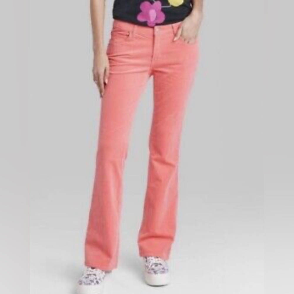 Wild Fable Salmon Pink Low Rise Flare Corduroy Pants Size 6